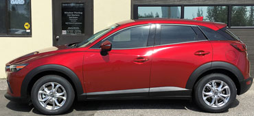 Legally tinted vehicle in front of store